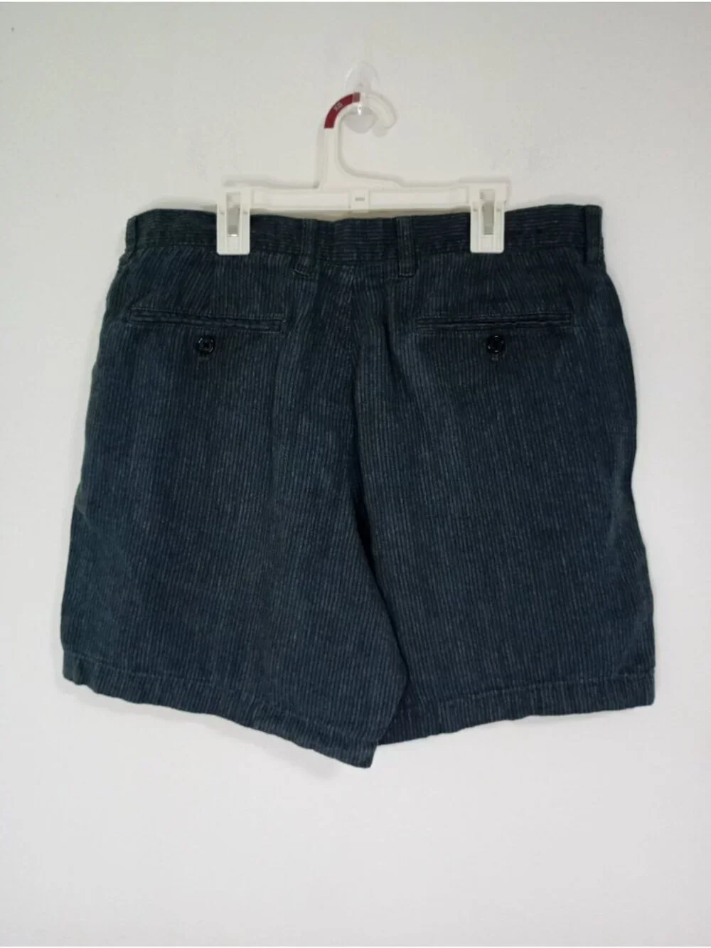J. Crew Mens Blue Striped Linen Shorts W32 L7 Button-Zip Front
